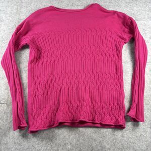Vintage Angelina Roma Pink Viscose Cable Knit Pullover Sweater Womens L/XL